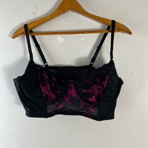 Torrid Lace and Satin Strappy Longline Underwire Bralette Bra Black Size 1 1X